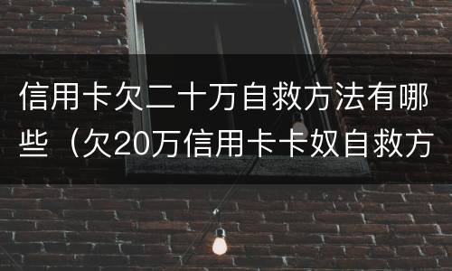 信用卡欠二十万自救方法有哪些（欠20万信用卡卡奴自救方法 50万）