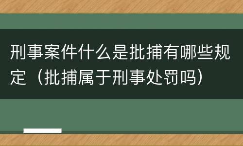 刑事案件什么是批捕有哪些规定（批捕属于刑事处罚吗）