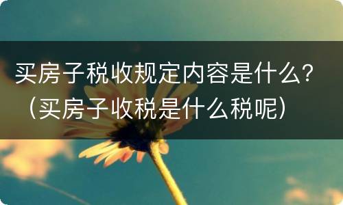 买房子税收规定内容是什么？（买房子收税是什么税呢）