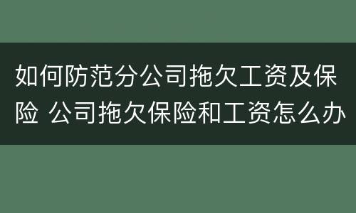如何防范分公司拖欠工资及保险 公司拖欠保险和工资怎么办