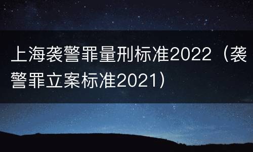 上海袭警罪量刑标准2022（袭警罪立案标准2021）