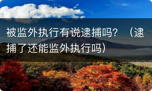 被监外执行有说逮捕吗？（逮捕了还能监外执行吗）