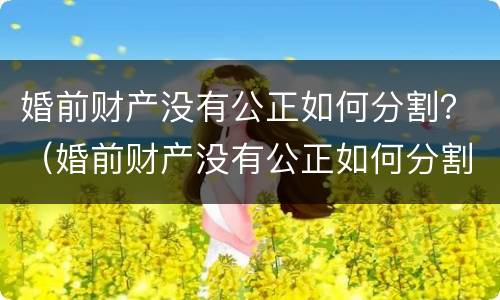 婚前财产没有公正如何分割？（婚前财产没有公正如何分割遗产）