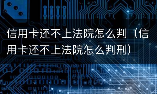 信用卡还不上法院怎么判（信用卡还不上法院怎么判刑）