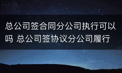 总公司签合同分公司执行可以吗 总公司签协议分公司履行