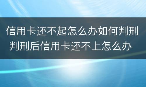 信用卡还不起怎么办如何判刑 判刑后信用卡还不上怎么办