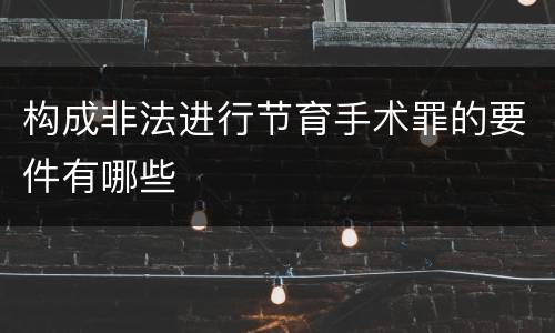 构成非法进行节育手术罪的要件有哪些