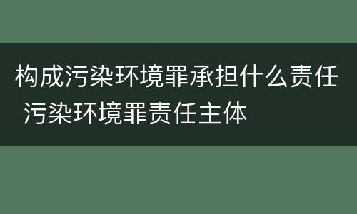 构成污染环境罪承担什么责任 污染环境罪责任主体