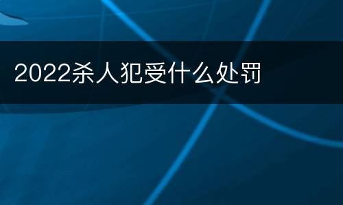 2022杀人犯受什么处罚