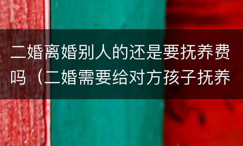 二婚离婚别人的还是要抚养费吗（二婚需要给对方孩子抚养费吗）