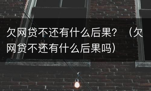 欠网贷不还有什么后果？（欠网贷不还有什么后果吗）