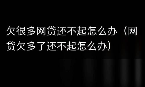 欠很多网贷还不起怎么办（网贷欠多了还不起怎么办）