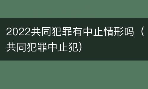2022共同犯罪有中止情形吗（共同犯罪中止犯）
