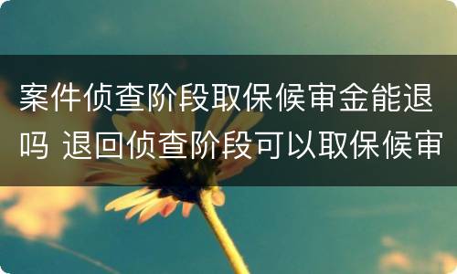 案件侦查阶段取保候审金能退吗 退回侦查阶段可以取保候审吗