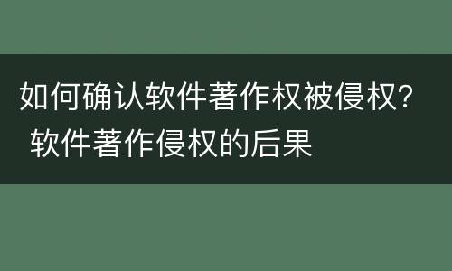 如何确认软件著作权被侵权？ 软件著作侵权的后果