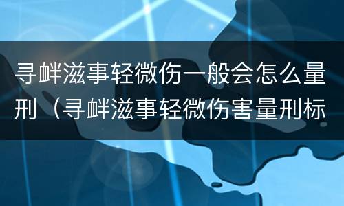 寻衅滋事轻微伤一般会怎么量刑（寻衅滋事轻微伤害量刑标准）