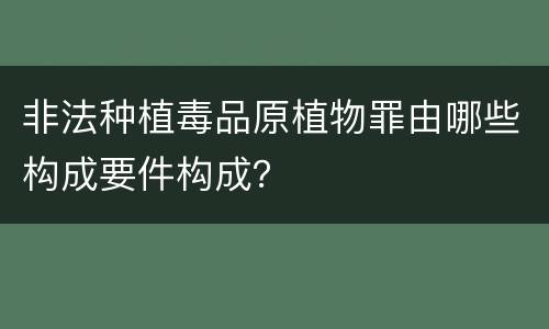 非法种植毒品原植物罪由哪些构成要件构成？