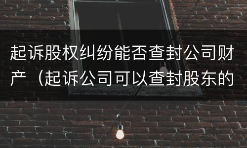 起诉股权纠纷能否查封公司财产（起诉公司可以查封股东的资产吗）