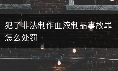 犯了非法制作血液制品事故罪怎么处罚