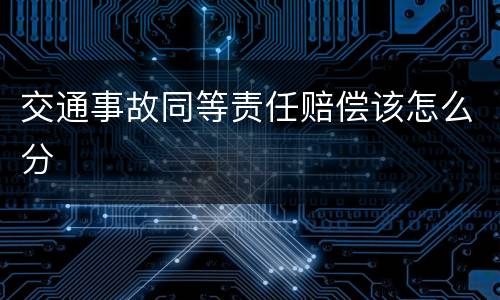 交通事故同等责任赔偿该怎么分