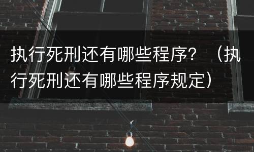 执行死刑还有哪些程序？（执行死刑还有哪些程序规定）