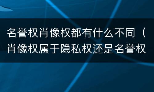 名誉权肖像权都有什么不同（肖像权属于隐私权还是名誉权）