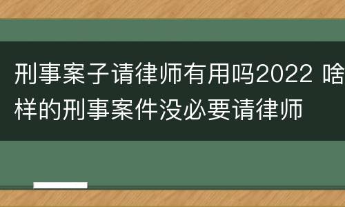 刑事案子请律师有用吗2022 啥样的刑事案件没必要请律师