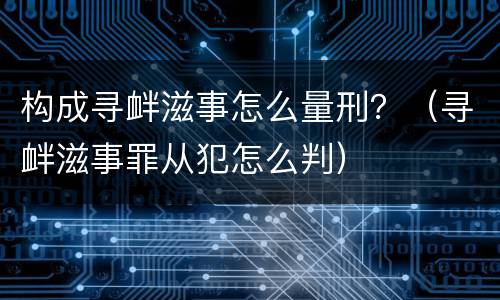 构成寻衅滋事怎么量刑？（寻衅滋事罪从犯怎么判）