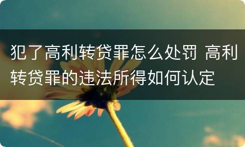 犯了高利转贷罪怎么处罚 高利转贷罪的违法所得如何认定