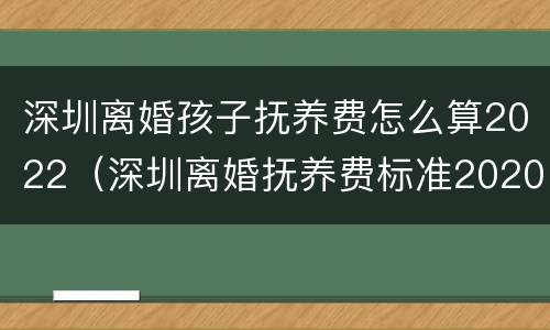 深圳离婚孩子抚养费怎么算2022（深圳离婚抚养费标准2020）