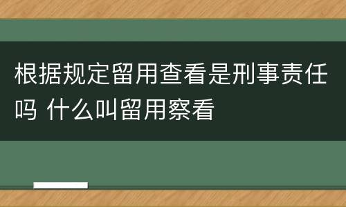 根据规定留用查看是刑事责任吗 什么叫留用察看