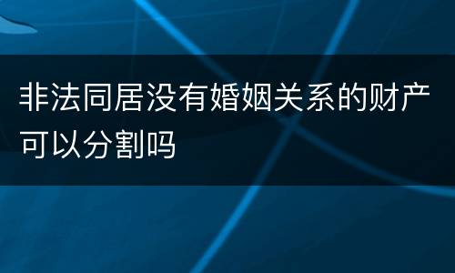非法同居没有婚姻关系的财产可以分割吗