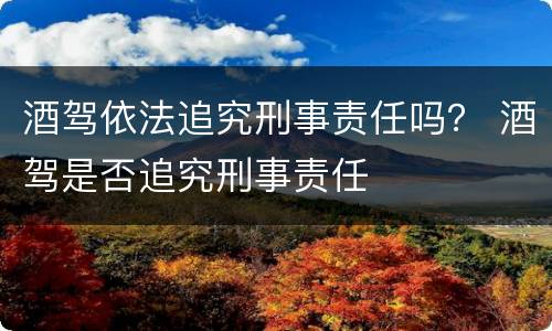 酒驾依法追究刑事责任吗？ 酒驾是否追究刑事责任