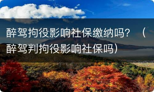 醉驾拘役影响社保缴纳吗？（醉驾判拘役影响社保吗）