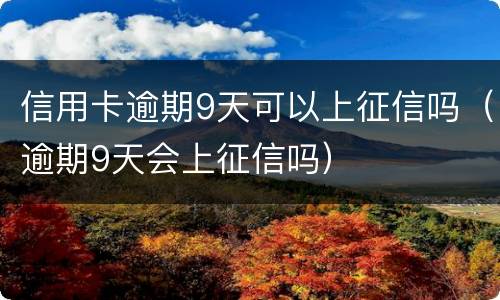 信用卡逾期9天可以上征信吗（逾期9天会上征信吗）