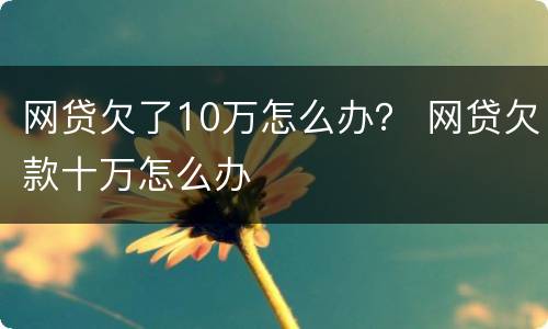 网贷欠了10万怎么办？ 网贷欠款十万怎么办