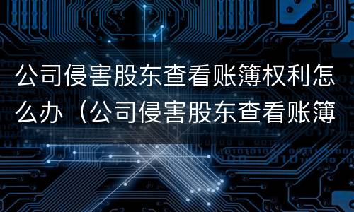公司侵害股东查看账簿权利怎么办（公司侵害股东查看账簿权利怎么办理）
