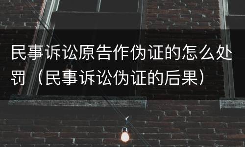 民事诉讼原告作伪证的怎么处罚（民事诉讼伪证的后果）