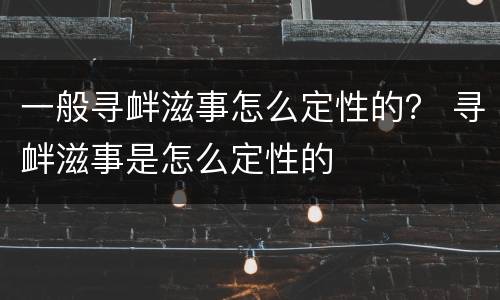 一般寻衅滋事怎么定性的？ 寻衅滋事是怎么定性的