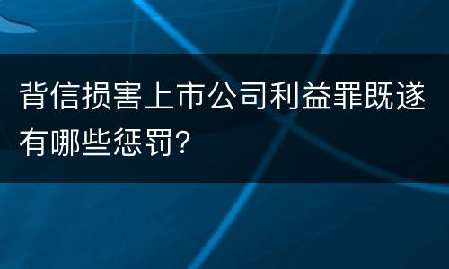 背信损害上市公司利益罪既遂有哪些惩罚？
