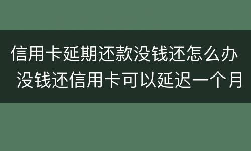 信用卡延期还款没钱还怎么办 没钱还信用卡可以延迟一个月还吗