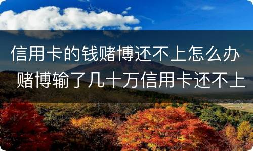 信用卡的钱赌博还不上怎么办 赌博输了几十万信用卡还不上怎么办