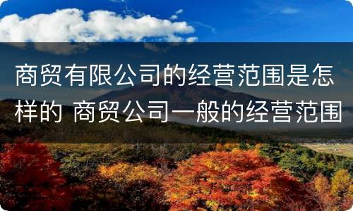 商贸有限公司的经营范围是怎样的 商贸公司一般的经营范围