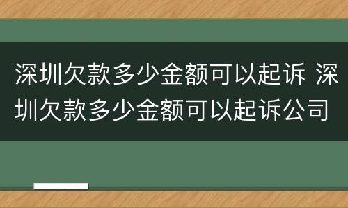 深圳欠款多少金额可以起诉 深圳欠款多少金额可以起诉公司