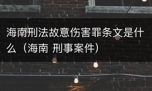 海南刑法故意伤害罪条文是什么（海南 刑事案件）