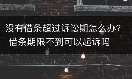 没有借条超过诉讼期怎么办？ 借条期限不到可以起诉吗