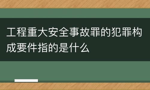 工程重大安全事故罪的犯罪构成要件指的是什么