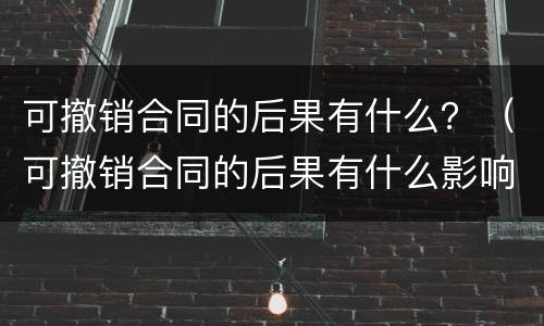 可撤销合同的后果有什么？（可撤销合同的后果有什么影响）