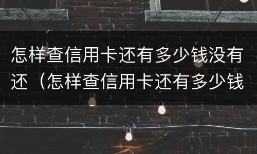 怎样查信用卡还有多少钱没有还（怎样查信用卡还有多少钱没有还完）