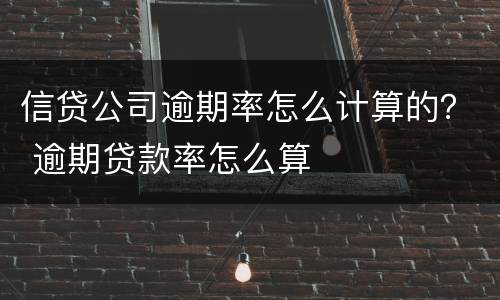 信贷公司逾期率怎么计算的？ 逾期贷款率怎么算